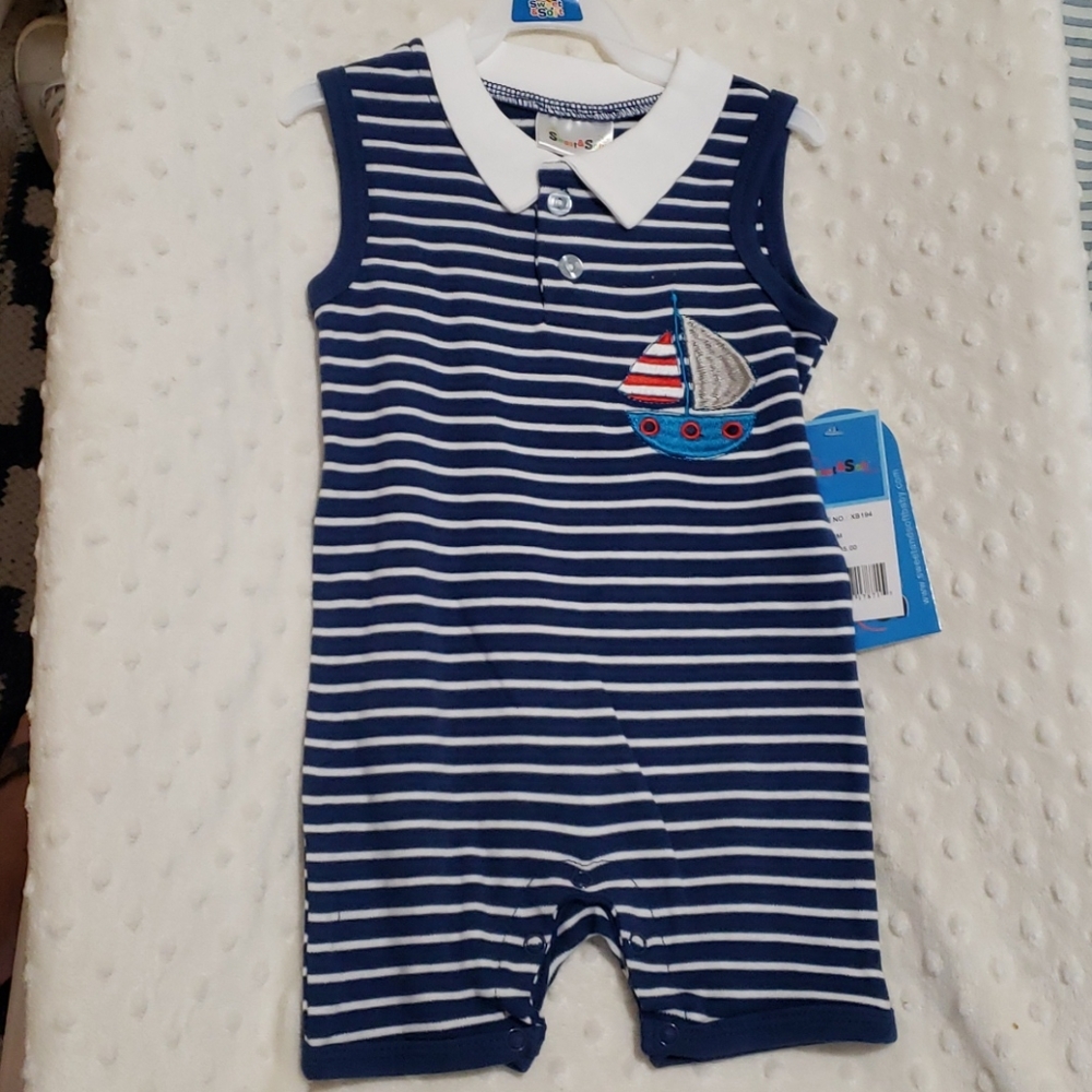 Baby boy sailboat romper